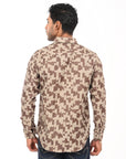 Brown Printed Tapered Fit Full Sleeve Shirt