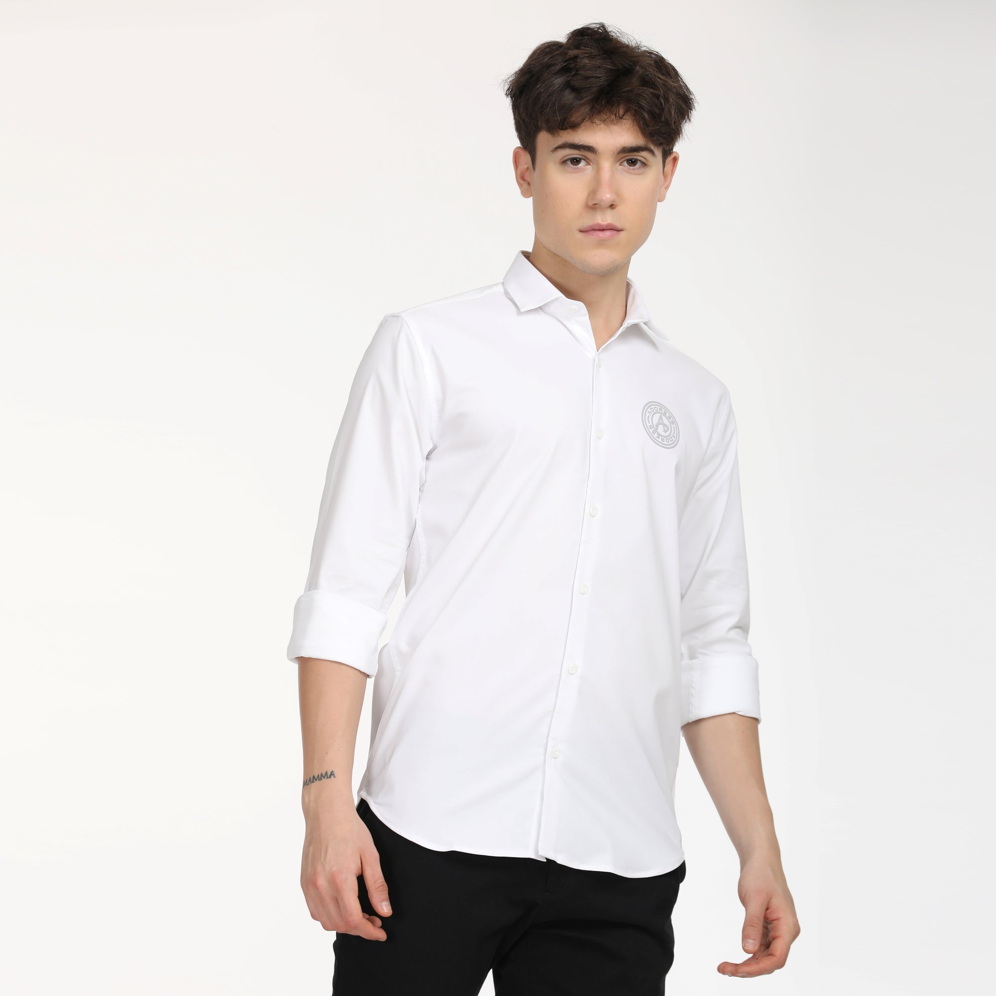 Slim Fit White Full Sleeve Shirt