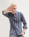 Aegen Blue Tapered Fit  Shirt