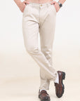 Cream Comfort Fit Cotton Trousers