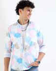 Tapered Fit Full Sleeve Pink Printed Shirt