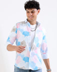 Tapered Fit Full Sleeve Pink Printed Shirt