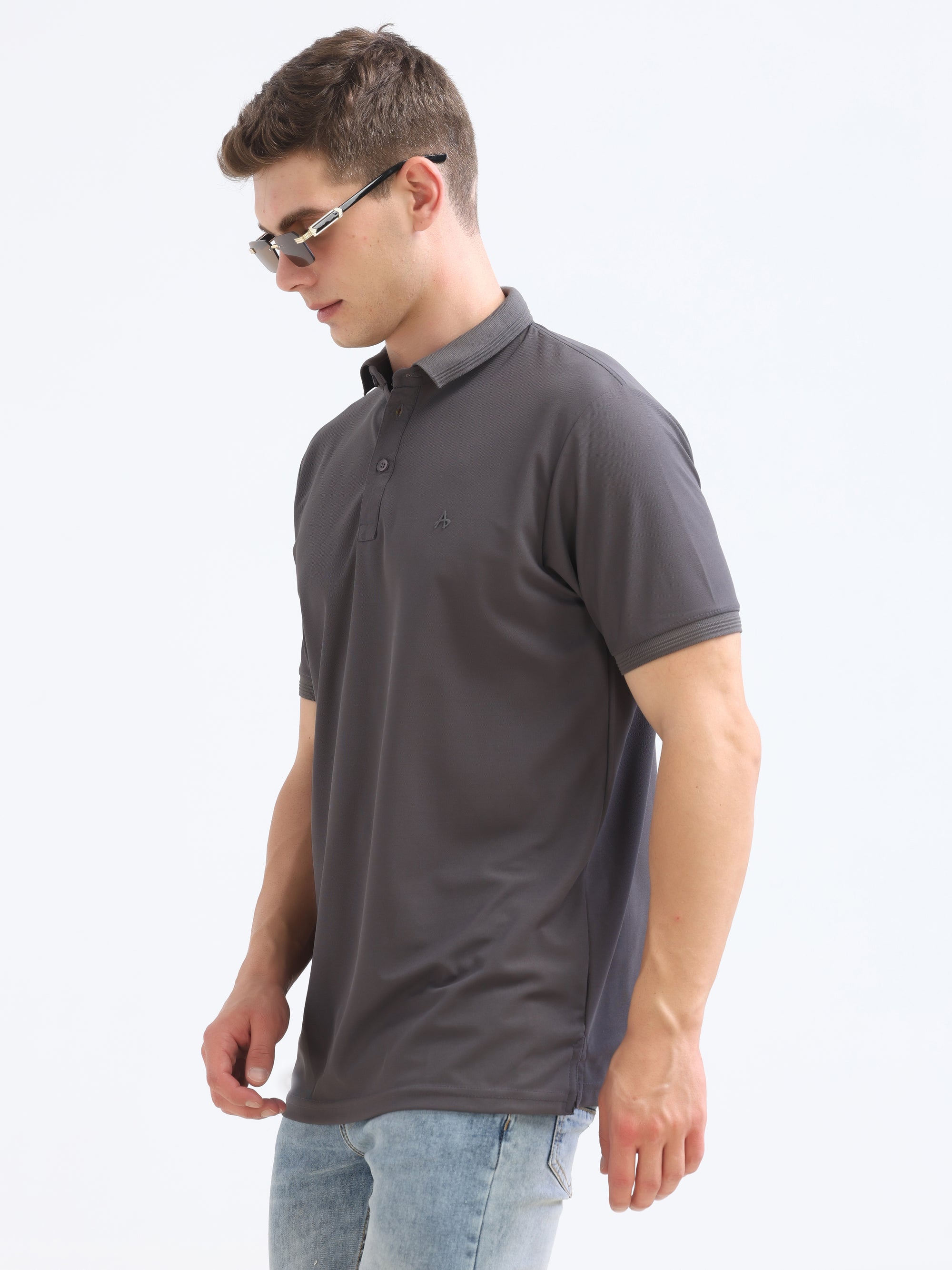 Khaki Solid Polo Tshirt