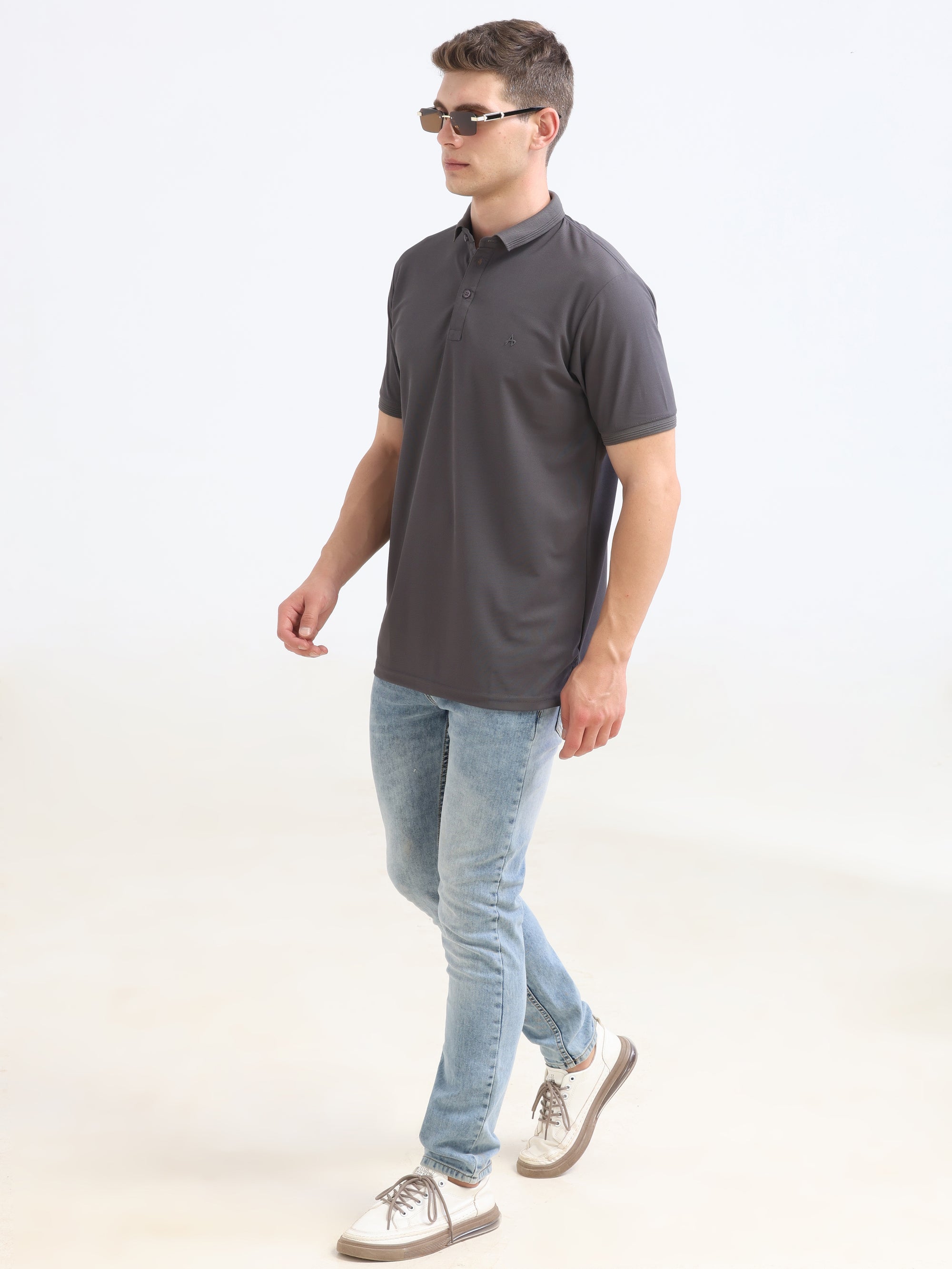 Khaki Solid Polo Tshirt