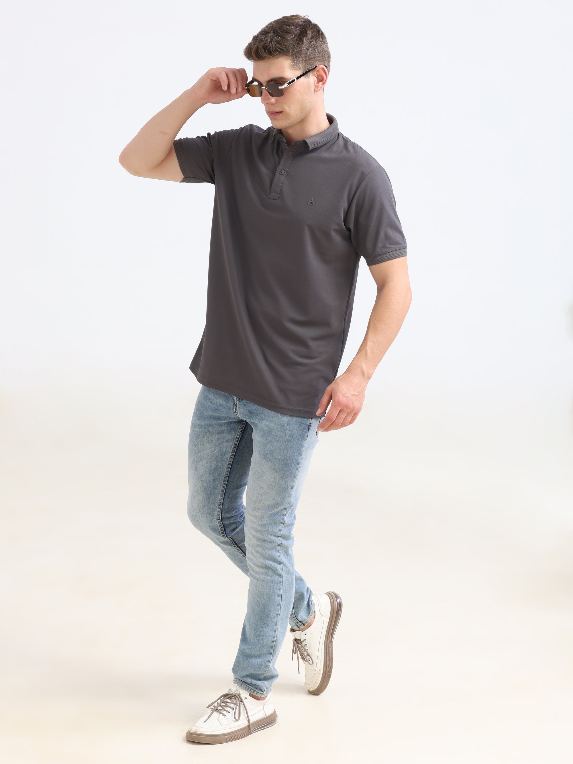 Khaki Solid Polo Tshirt