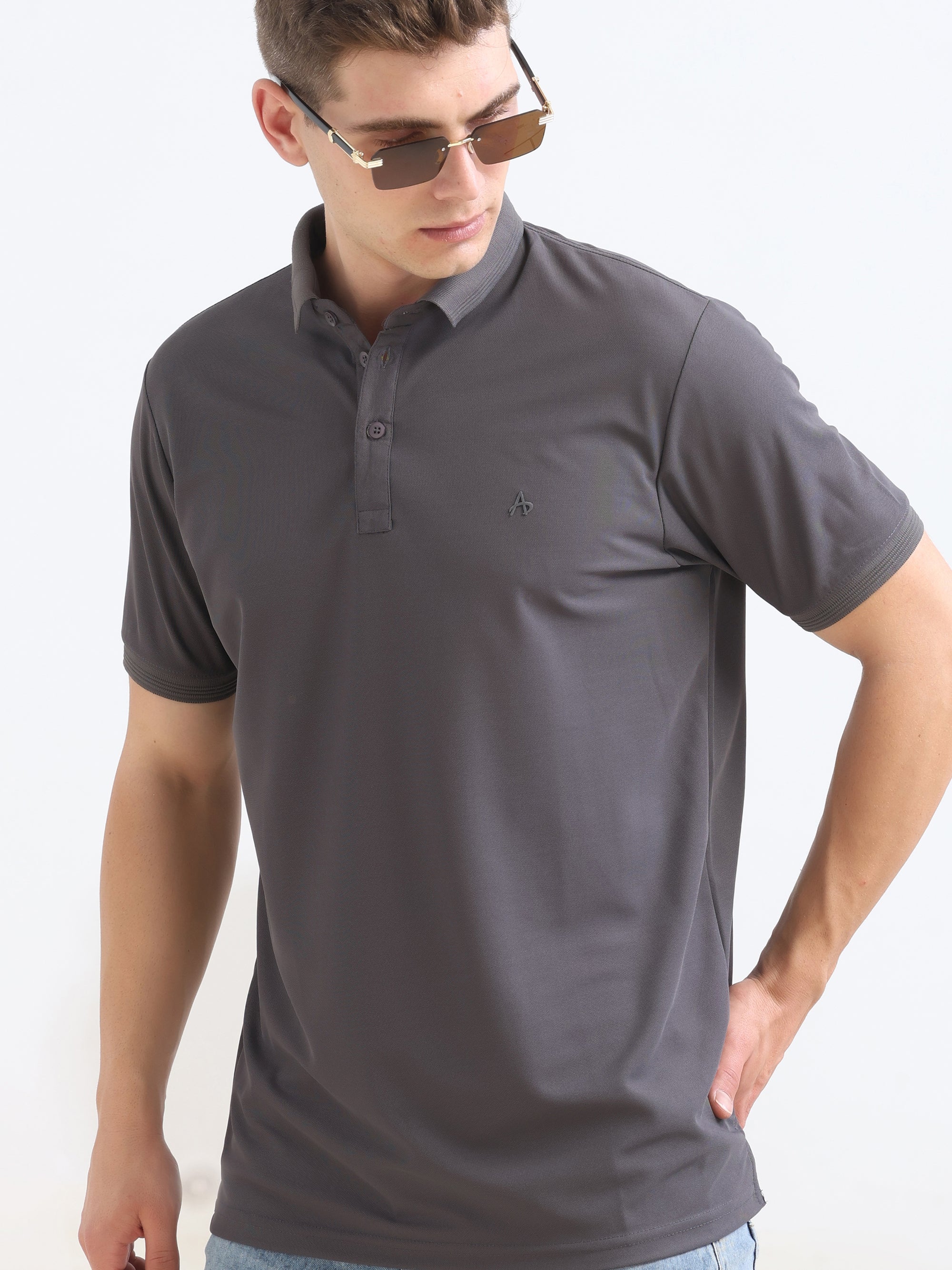 Khaki Solid Polo Tshirt