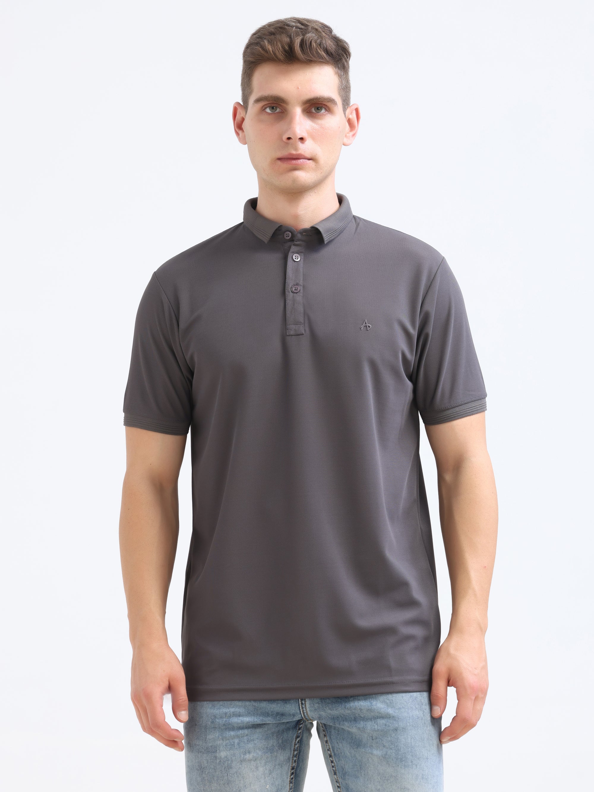 Khaki Solid Polo Tshirt