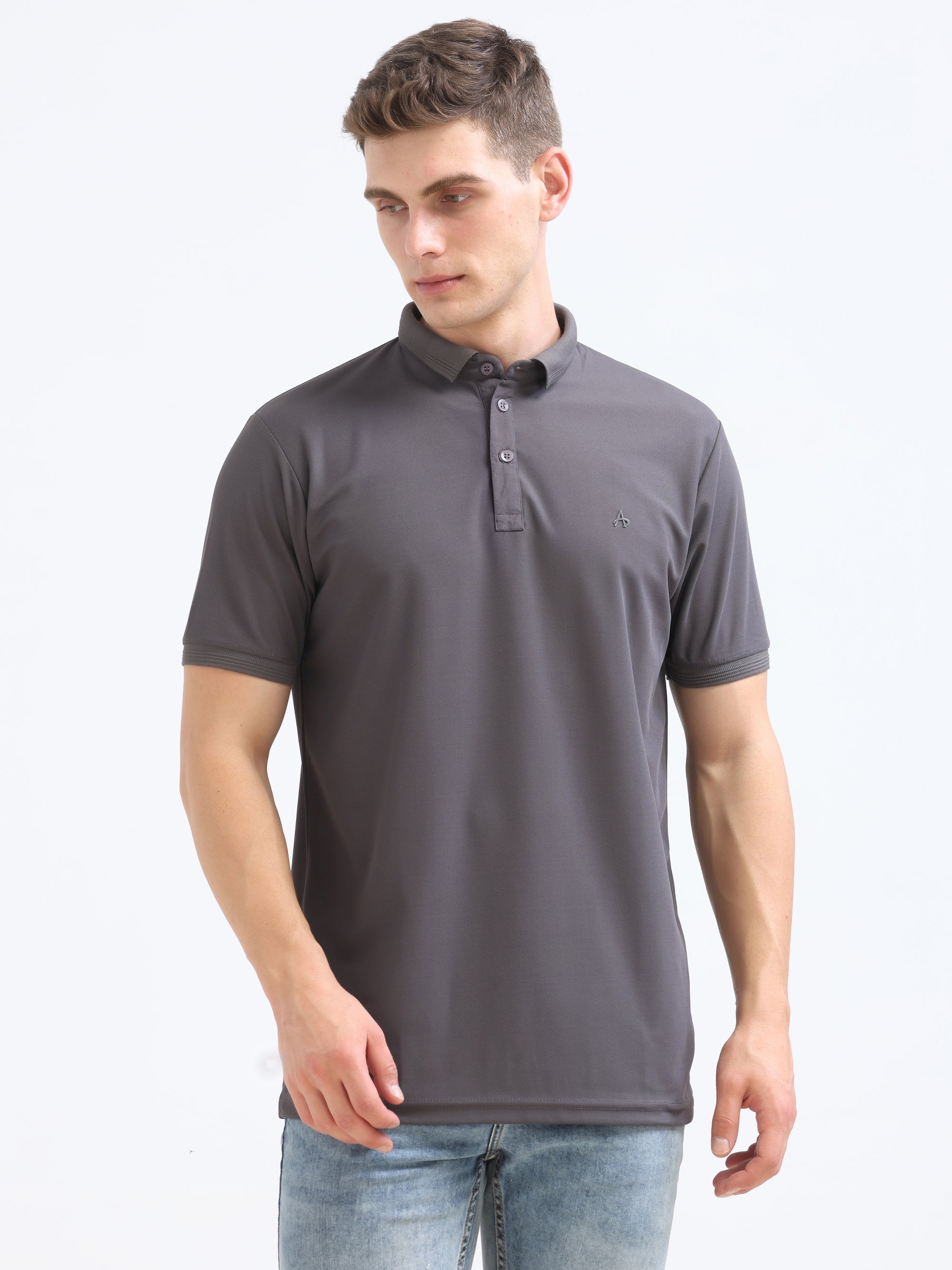 Khaki Solid Polo Tshirt