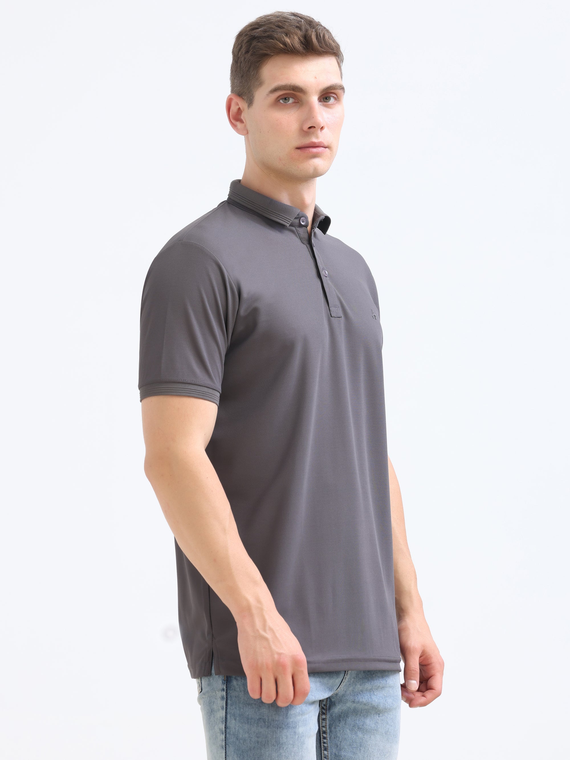 Khaki Solid Polo Tshirt