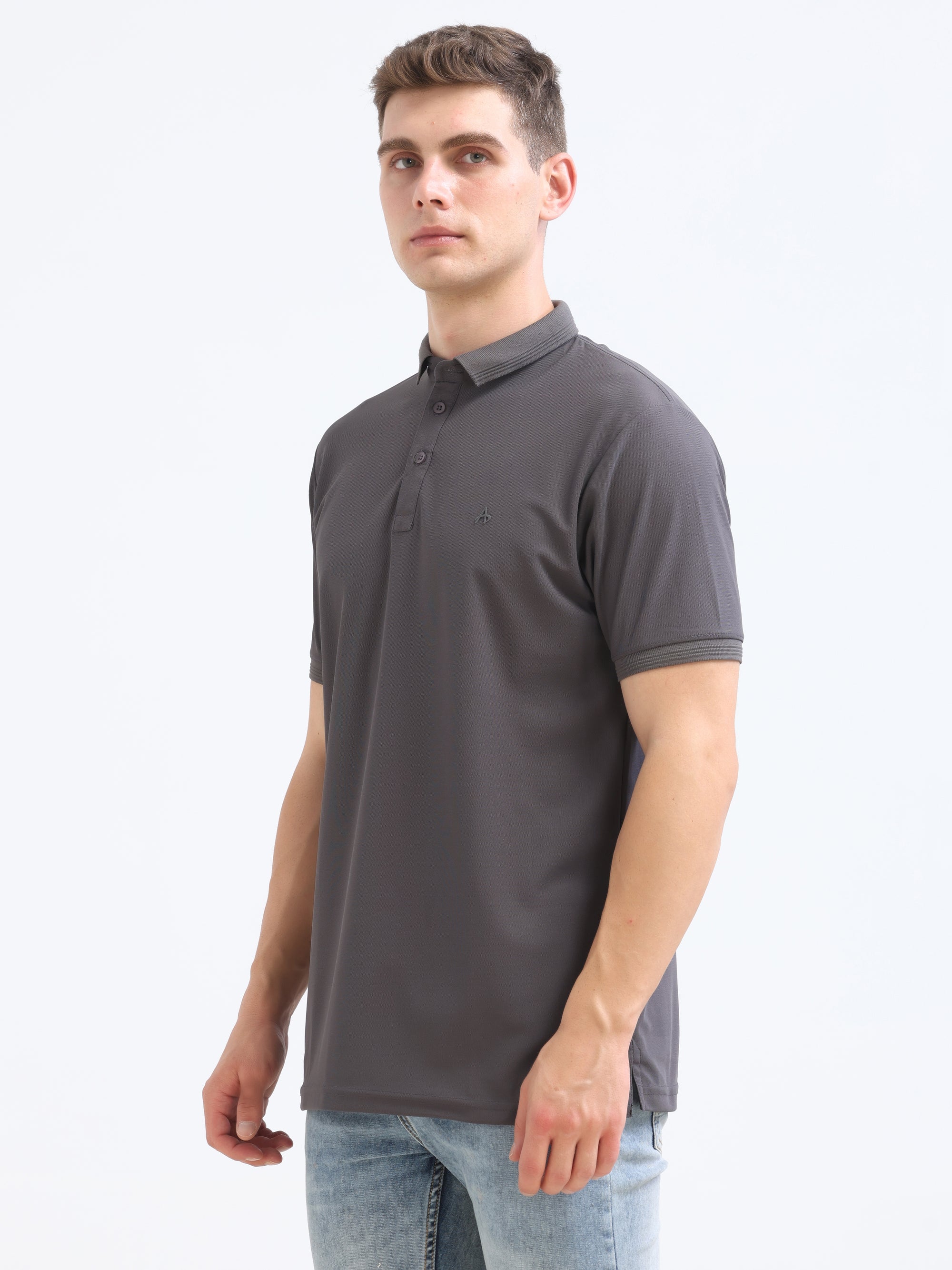 Khaki Solid Polo Tshirt