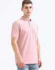 Pink  Solid Polo Tshirt