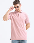 Pink  Solid Polo Tshirt