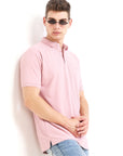 Pink  Solid Polo Tshirt