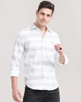 Sandstorm Style: Printed Beige Tapered Fit Shirt