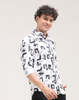 Black Tapered Fit Printed Shirt