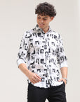 Black Tapered Fit Printed Shirt