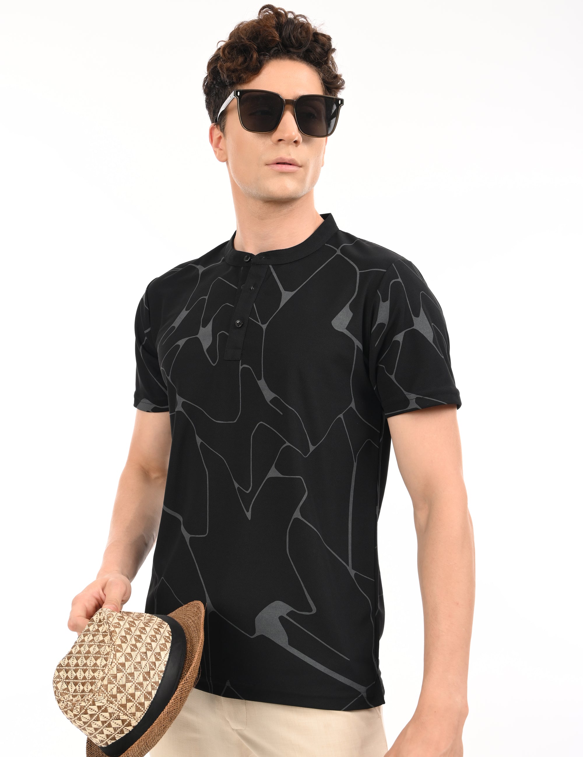 Half Sleeve Regular Fit Black T-Shirt