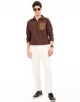 Turtle Neck Zip Coffee Brown Full Sleeve Sweatshirt