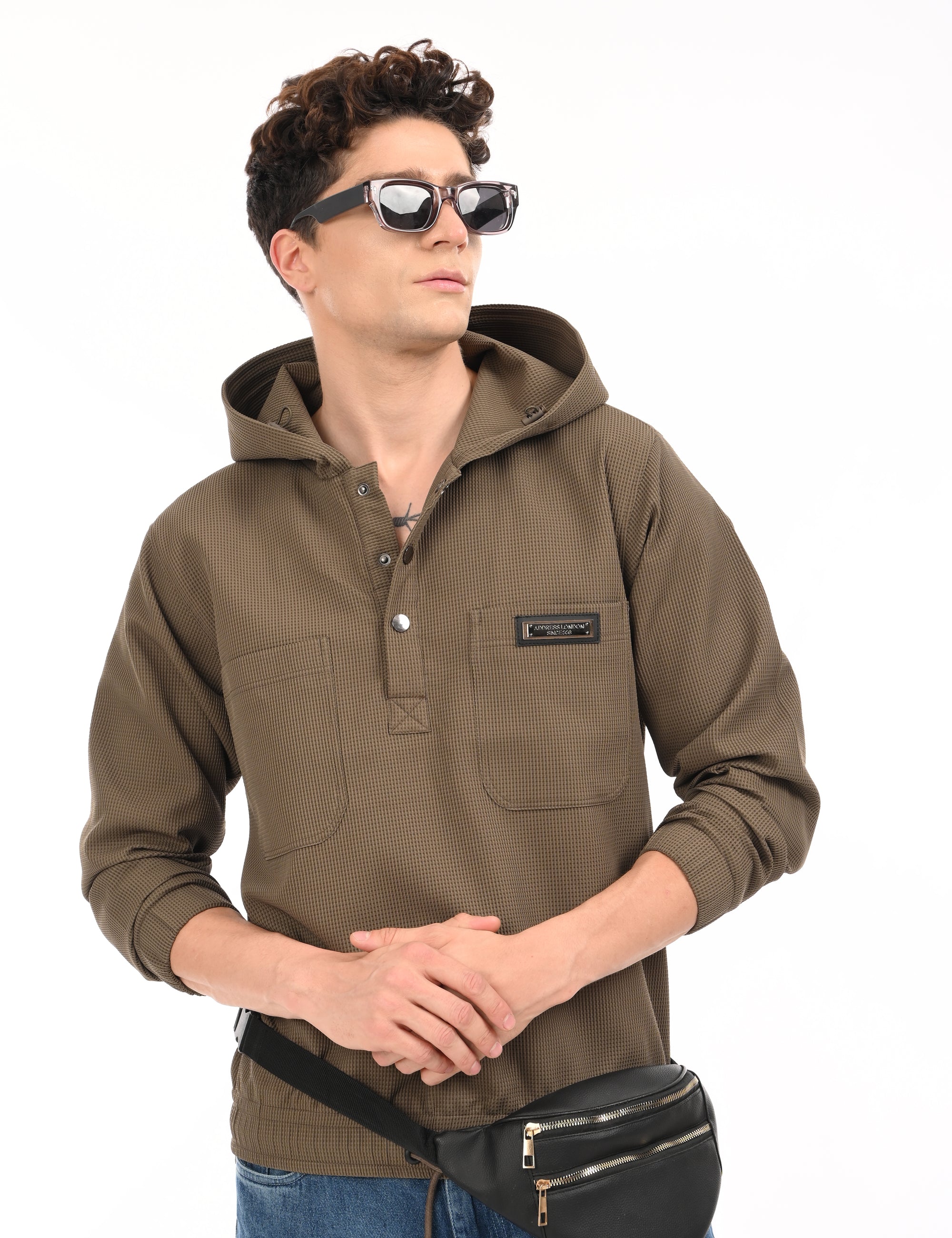 Windbreaker Hoodie- Mouse Brown