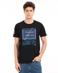 Round Neck Half Sleeve Regular Fit Black T shirt