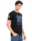 Round Neck Half Sleeve Regular Fit Black T shirt