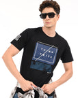 Round Neck Half Sleeve Regular Fit Black T shirt