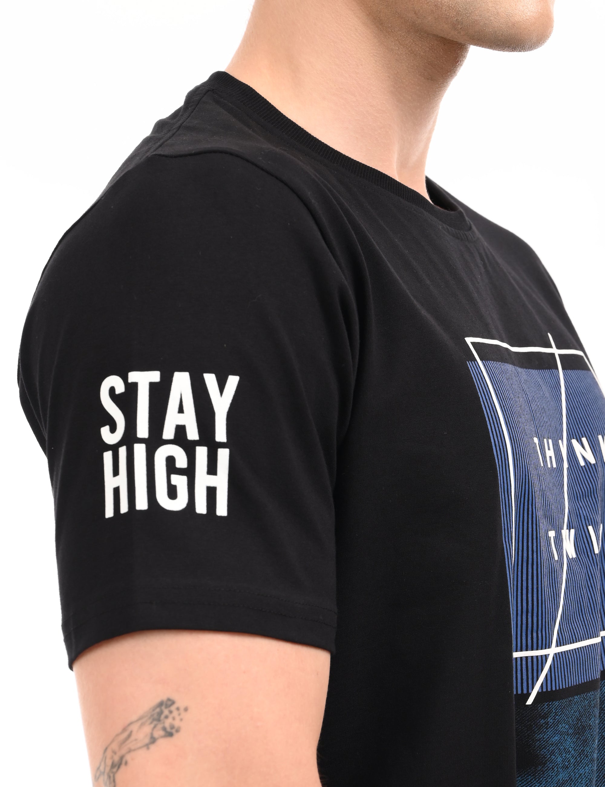 Round Neck Half Sleeve Regular Fit Black T shirt