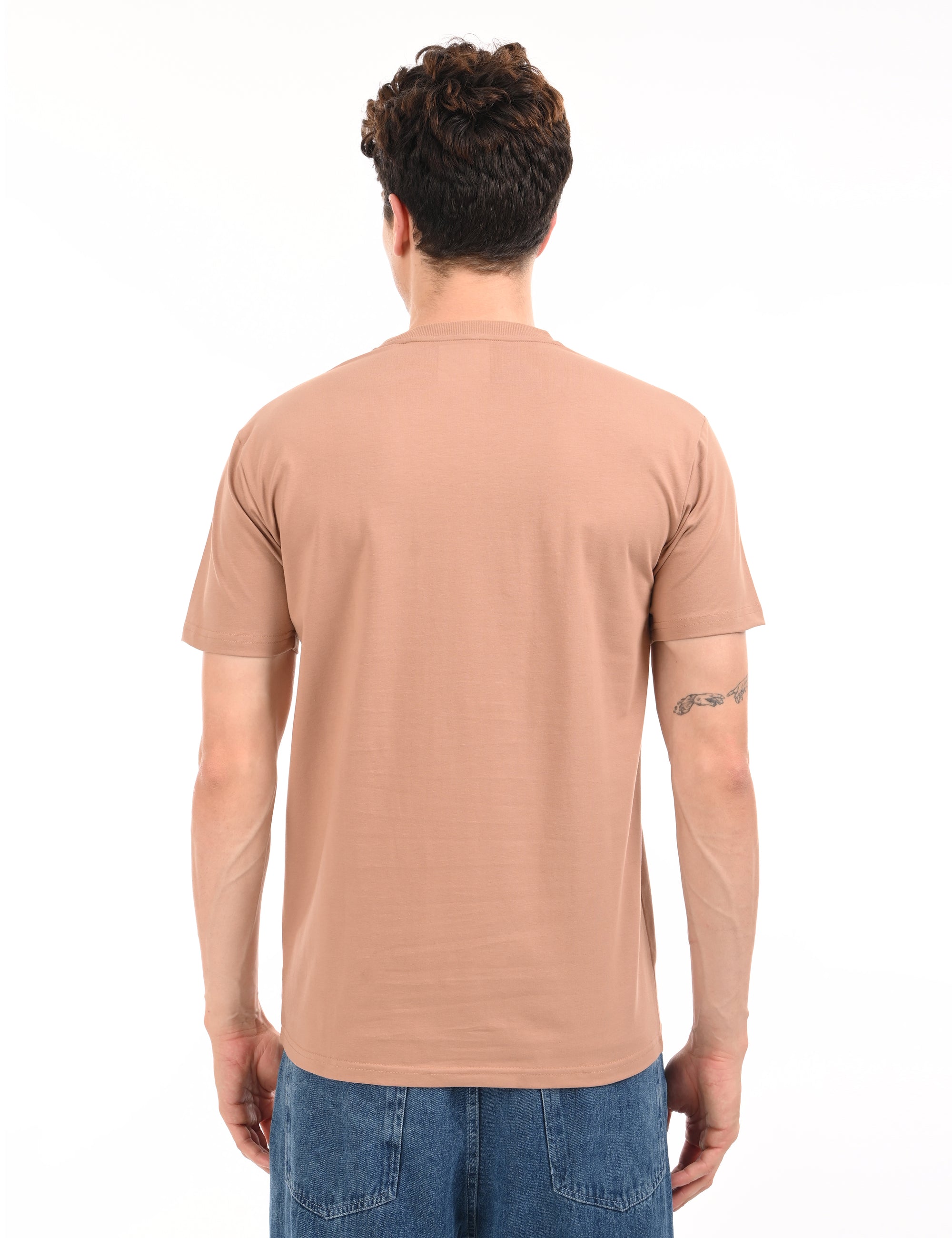 Round Neck Half Sleeve Regular Fit Light Brown T shirt