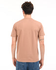 Round Neck Half Sleeve Regular Fit Light Brown T shirt