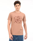 Round Neck Half Sleeve Regular Fit Light Brown T shirt