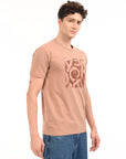 Round Neck Half Sleeve Regular Fit Light Brown T shirt