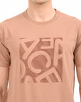 Round Neck Half Sleeve Regular Fit Light Brown T shirt