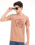 Round Neck Half Sleeve Regular Fit Light Brown T shirt