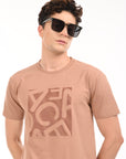 Round Neck Half Sleeve Regular Fit Light Brown T shirt