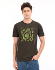 Round Neck Half Sleeve Regular Fit Olive T shirt