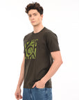 Round Neck Half Sleeve Regular Fit Olive T shirt