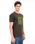 Round Neck Half Sleeve Regular Fit Olive T shirt