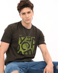 Round Neck Half Sleeve Regular Fit Olive T shirt