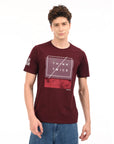 Round Neck Half Sleeve Regular Fit Wine Red T shirt