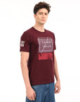 Round Neck Half Sleeve Regular Fit Wine Red T shirt