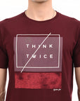 Round Neck Half Sleeve Regular Fit Wine Red T shirt