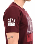 Round Neck Half Sleeve Regular Fit Wine Red T shirt