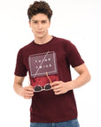 Round Neck Half Sleeve Regular Fit Wine Red T shirt