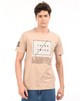 Round Neck Half Sleeve Regular Fit Beige T shirt