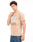 Round Neck Half Sleeve Regular Fit Beige T shirt