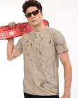 Half Sleeve Regular Fit Beige T-Shirt