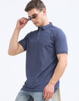 Denim Colour Solid Polo Tshirt