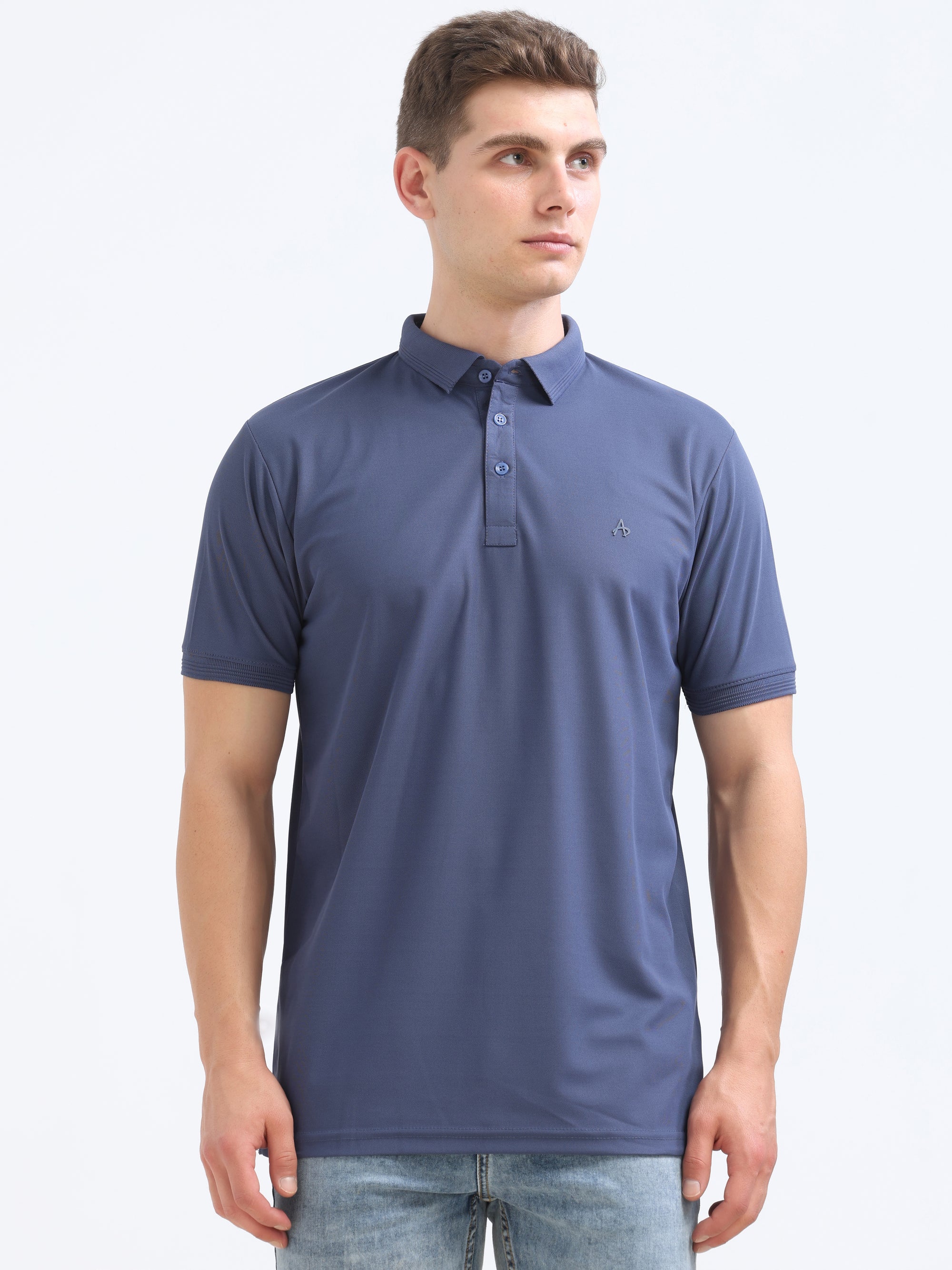 Denim Colour Solid Polo Tshirt