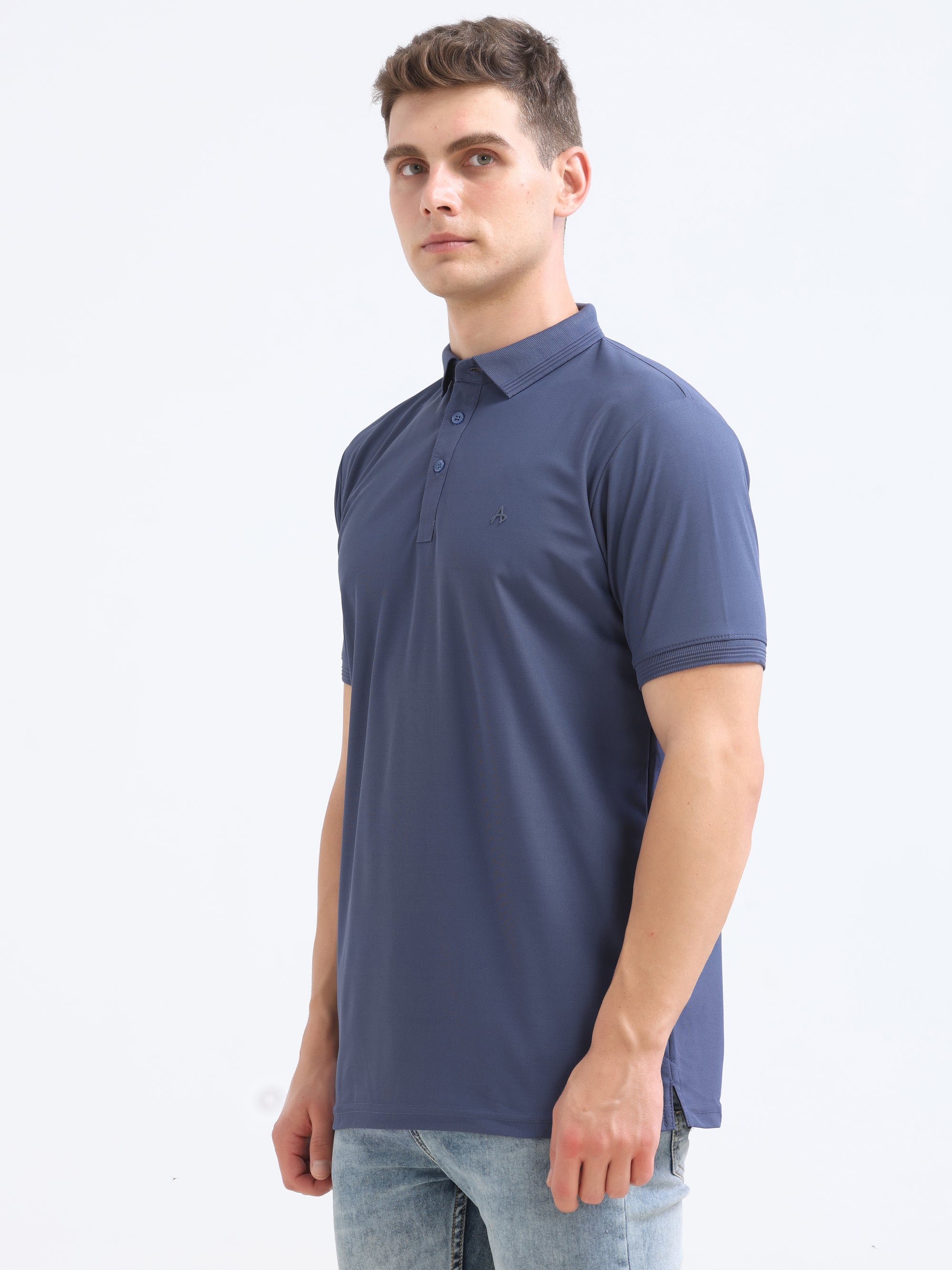 Denim Colour Solid Polo Tshirt