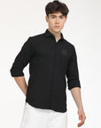 Slim Fit Black Full Sleeve  Shirt